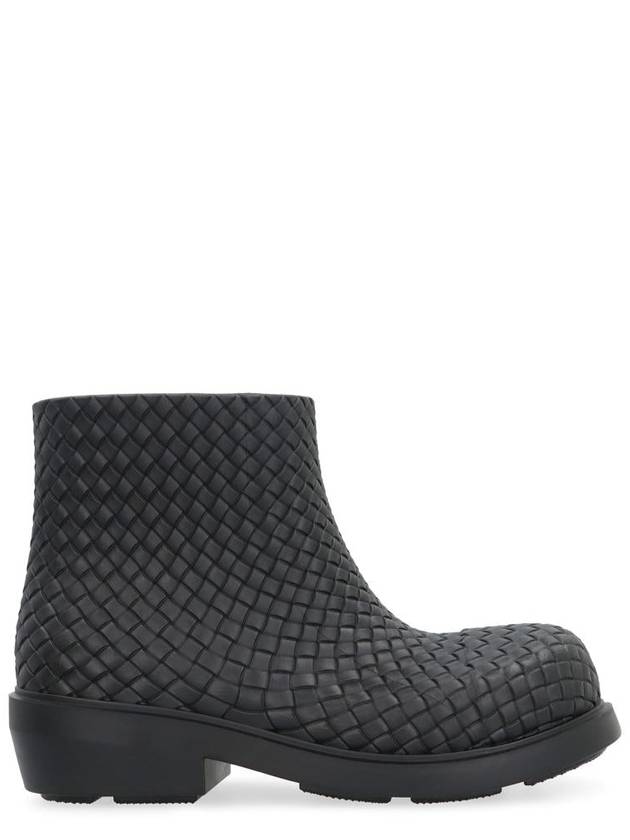 Bottega Veneta Fireman Intrecciato Leather Ankle Boots Black