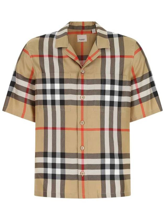 Burberry Vintage Check Silk Short Sleeve Shirt Archive Beige