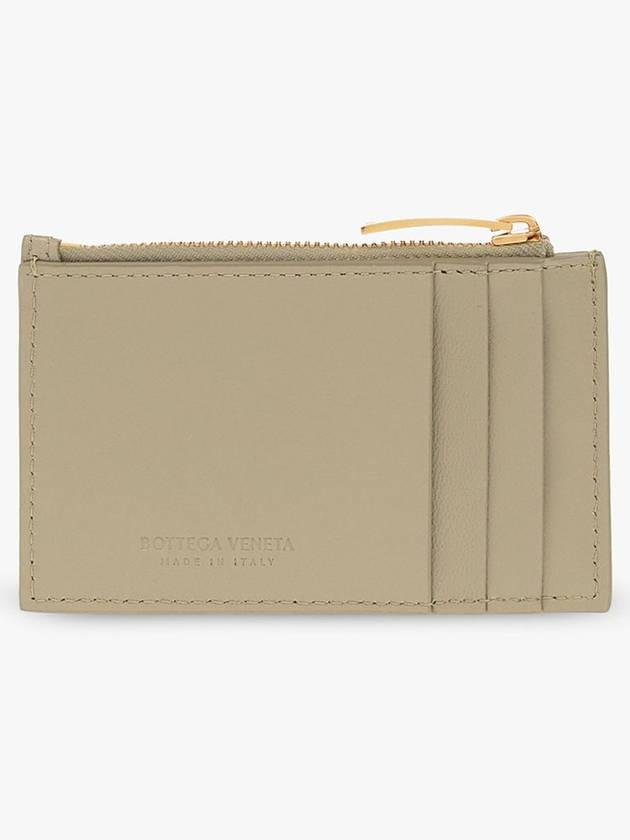 Bottega Veneta Intrecciato Zipper Card Wallet Travertine