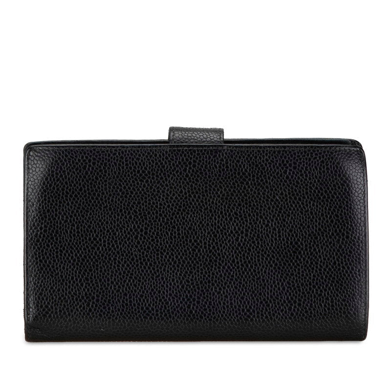 Chanel Caviar Skin Coco Mark Long Wallet