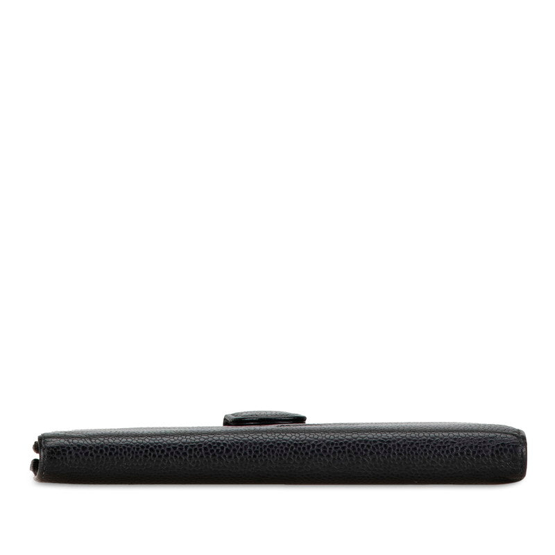 Chanel Caviar Skin Coco Mark Long Wallet
