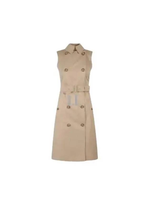 Burberry Women's Sleeveless Cotton Gabbadin Trench Midi Dress Honey