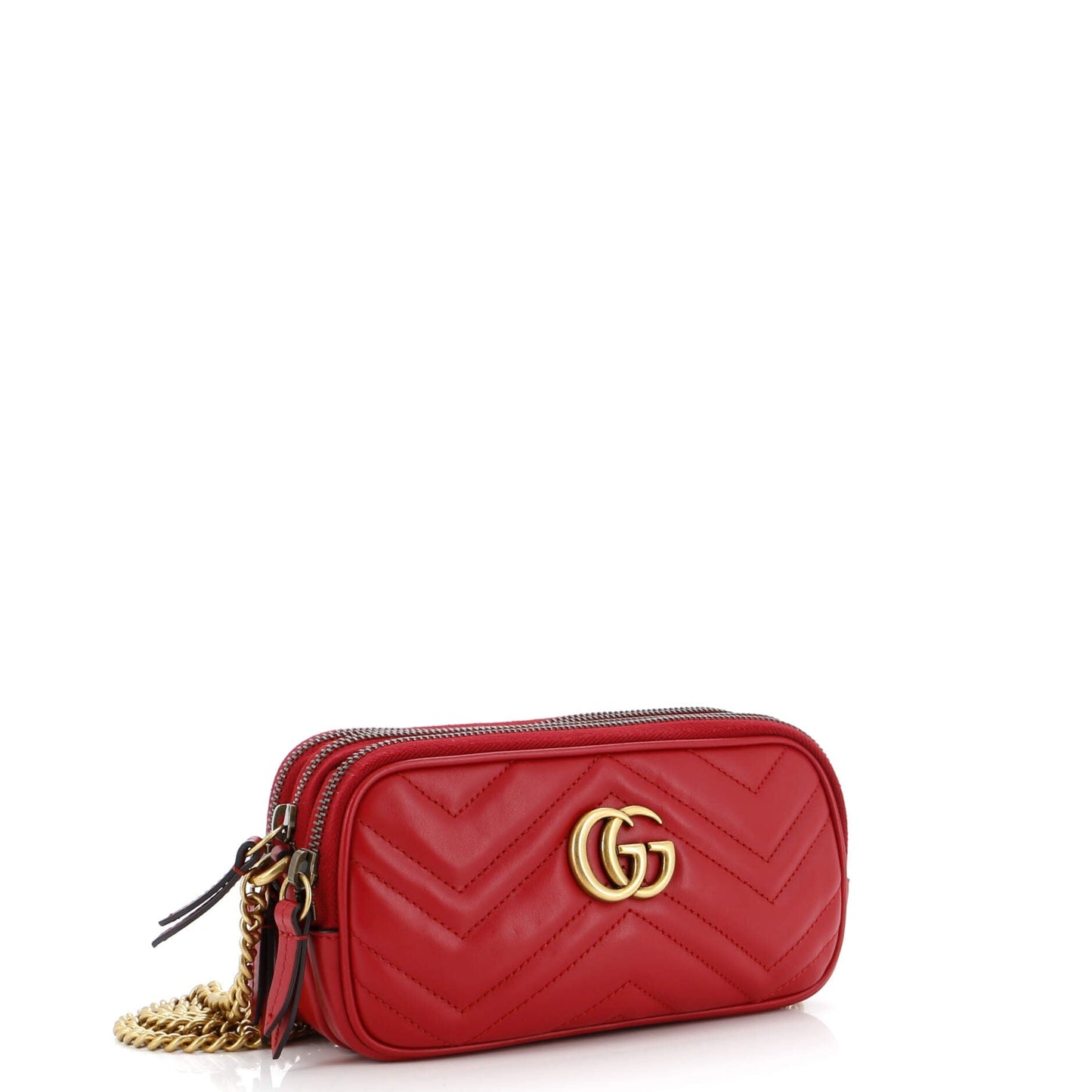 GG Marmont Triple Zip Chain Bag Matelasse Leather Mini