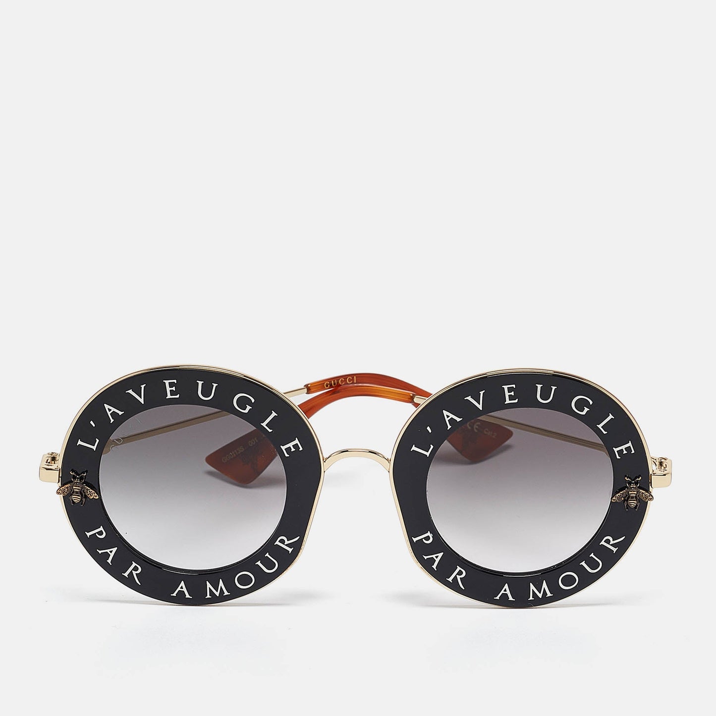 Gucci Black/gold Gradient Gg0113S L'aveugle Par Amour Round Sunglasses