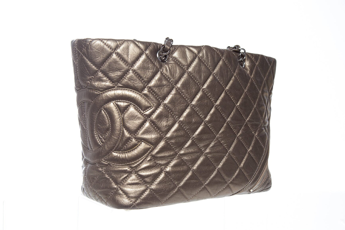 Chanel 2006 Metallic Aged Calfskin Quilted Cotton Club Tote