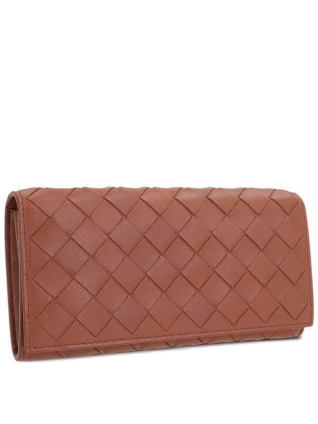 Bottega Veneta Intrecciato Flap Long Wallet Wood