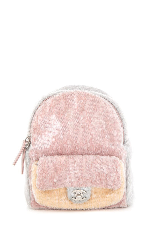 Chanel 2018 Multicolor Sequin Waterfall Tricolor Backpack