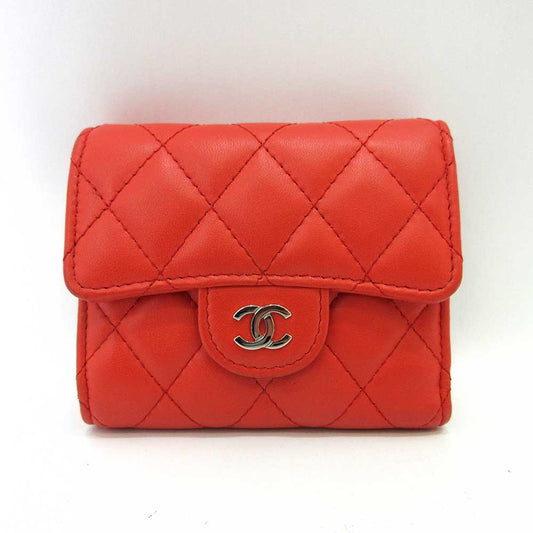 Chanel Small Wallet Orange Red Lambskin