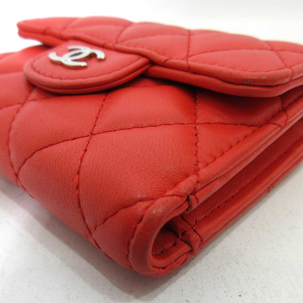 Chanel Small Wallet Orange Red Lambskin