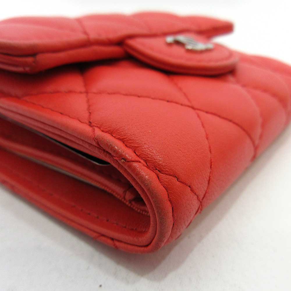 Chanel Small Wallet Orange Red Lambskin