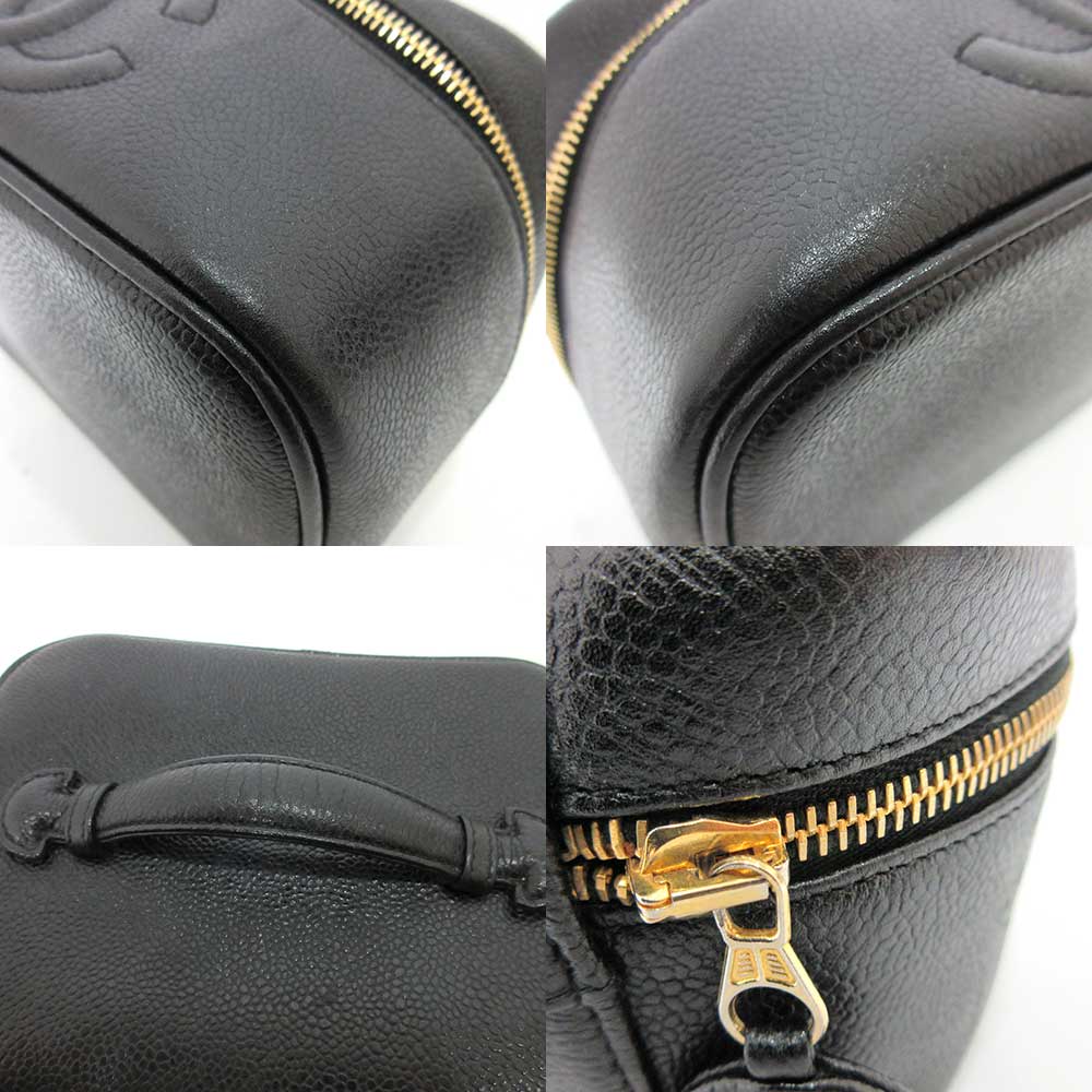 Chanel Caviar Vanity Bag Black Gold A01997