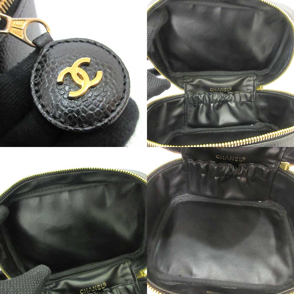 Chanel Caviar Vanity Bag Black Gold A01997