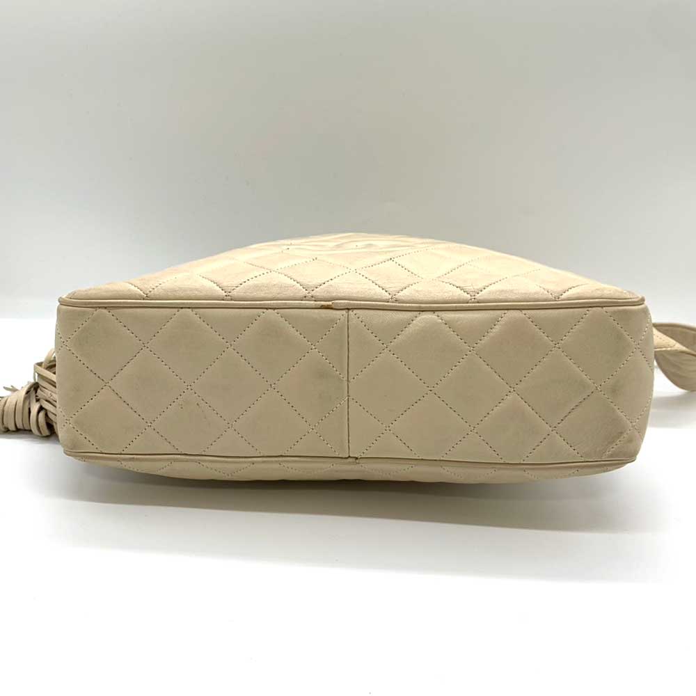Chanel Lambskin Matelasse Shoulder Bag Beige
