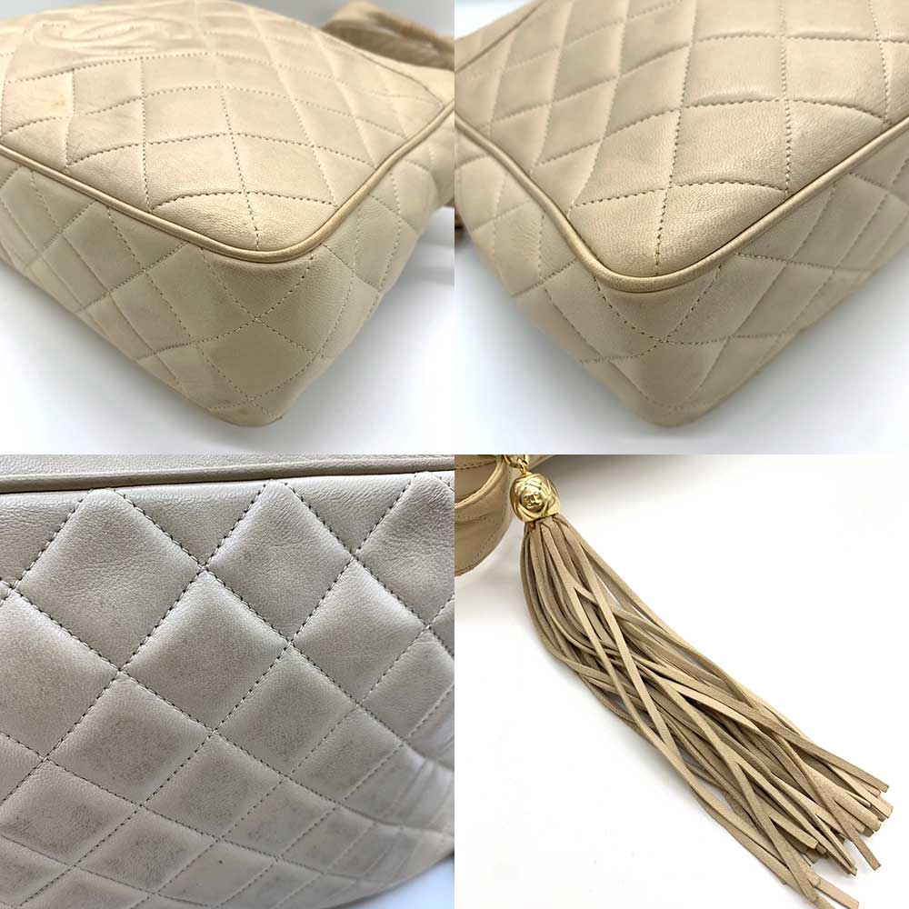 Chanel Lambskin Matelasse Shoulder Bag Beige