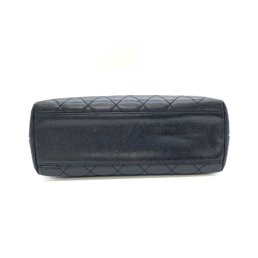 Chanel Caviar Skin Kelly Handbag Black Gold Hardware