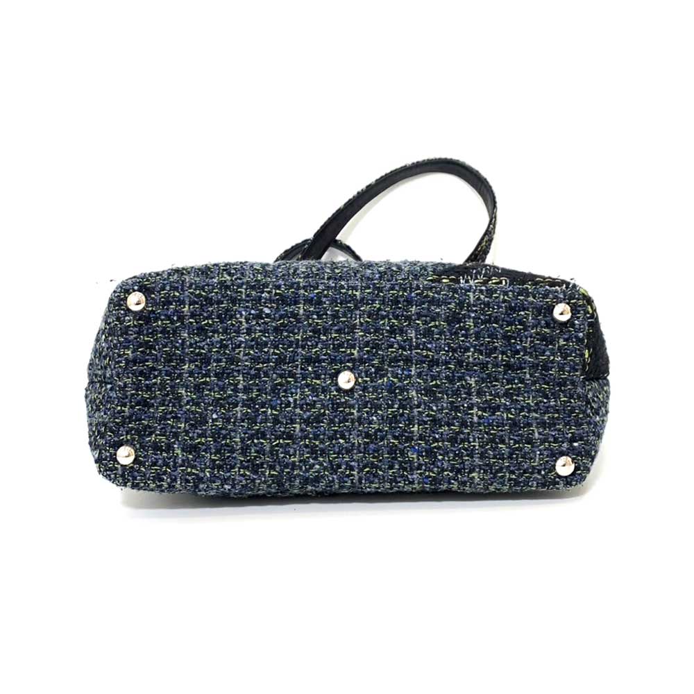 Chanel Cambon Tweed Large Tote Bag Navy