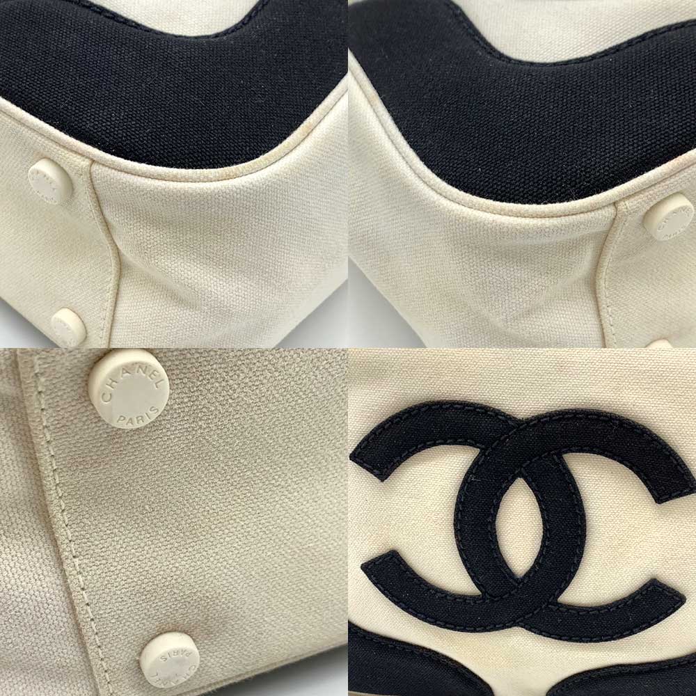 Chanel Canvas Marshmallow Handbag Ivory Black