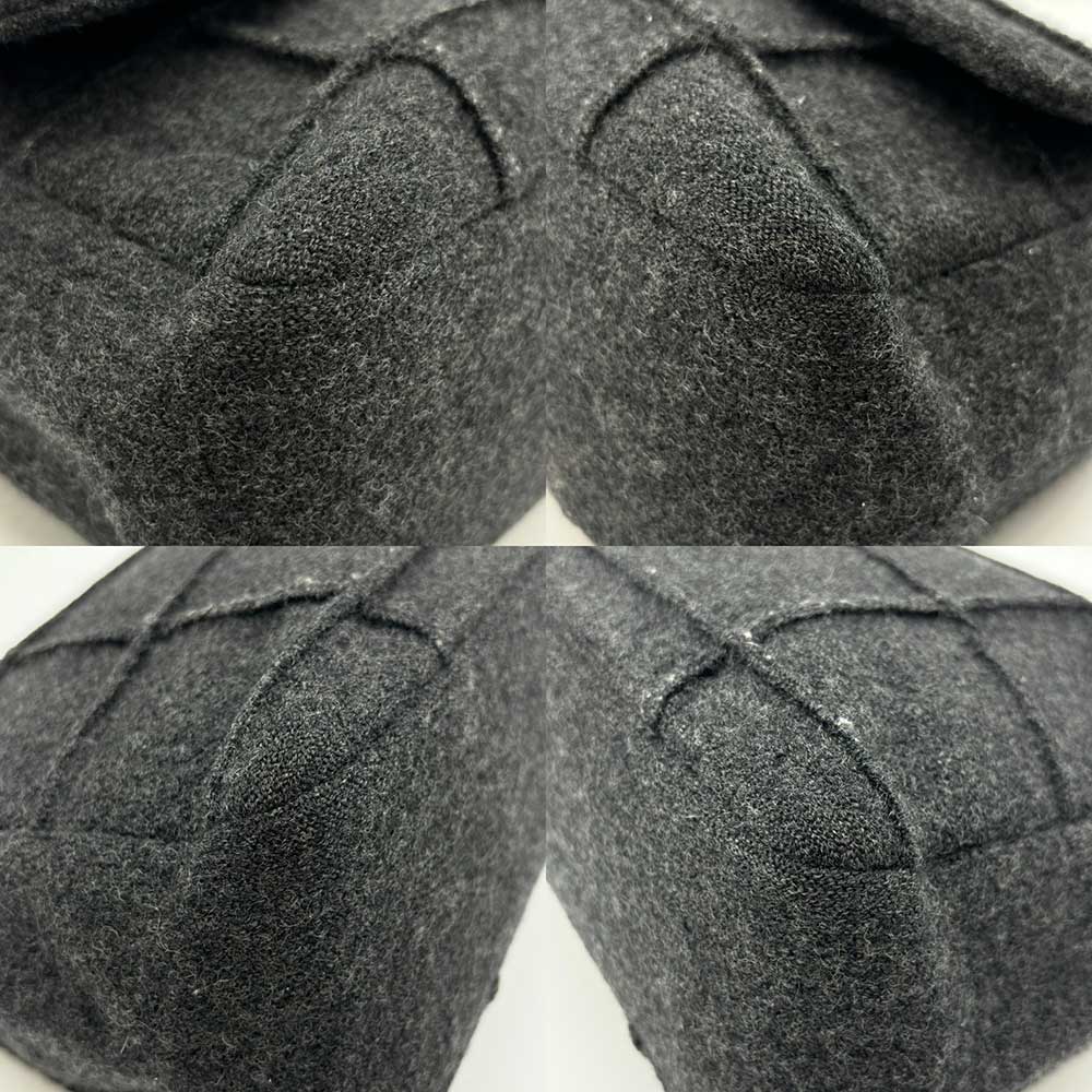 Chanel Wool Canvas Chain Shoulder Bag Gray