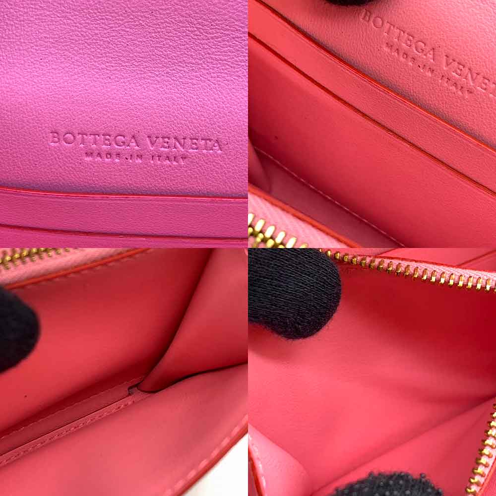 Bottega Veneta Leather Bifold Wallet Red Pink