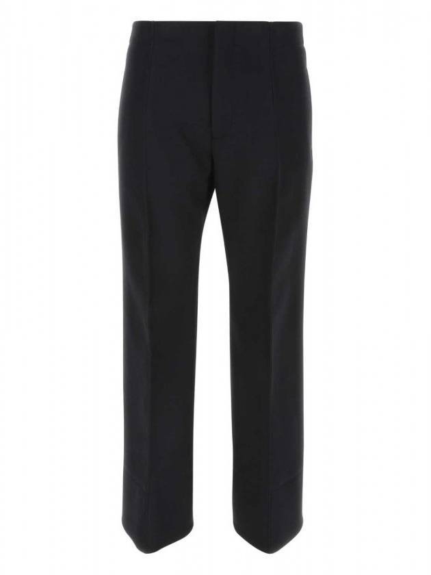 Bottega Veneta Men's Curved Chef Double Wool Straight Pants Black Melange