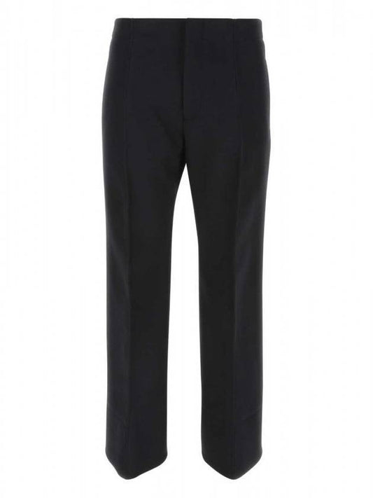 Bottega Veneta Men's Curved Chef Double Wool Straight Pants Black Melange