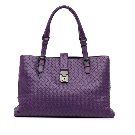 Purple Bottega Veneta Medium Nappa Intrecciato Roma Tote