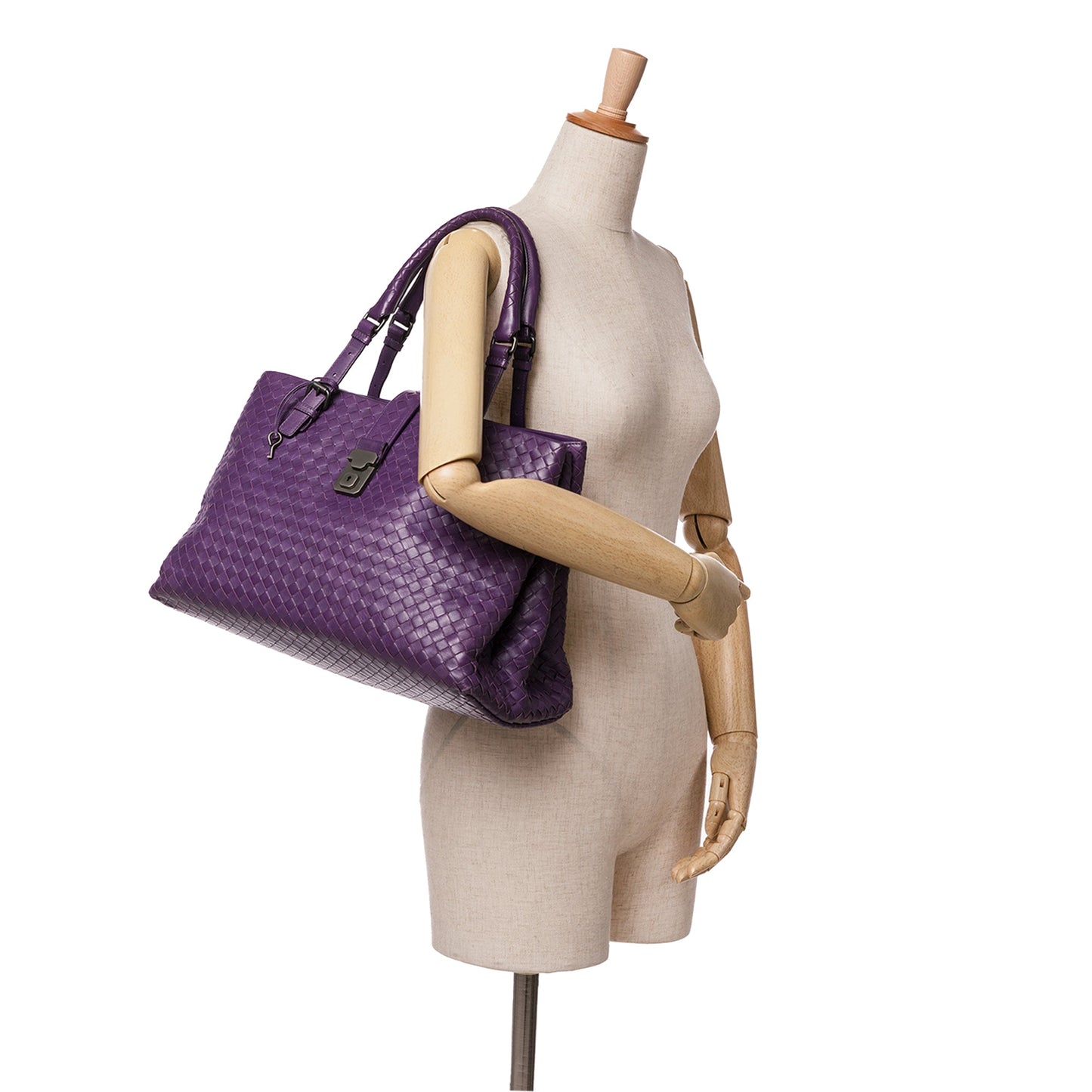 Purple Bottega Veneta Medium Nappa Intrecciato Roma Tote