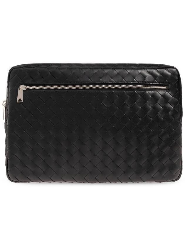 Bottega Veneta Intrecciato Zipper Leather Laptop Sleeve Black