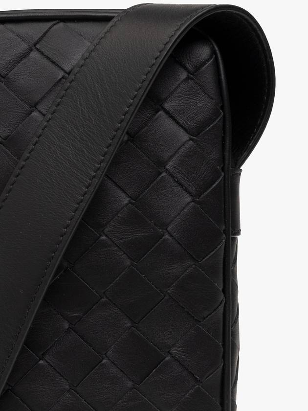 Bottega Veneta Intrecciato Zipper Leather Mini Cross Bag Black