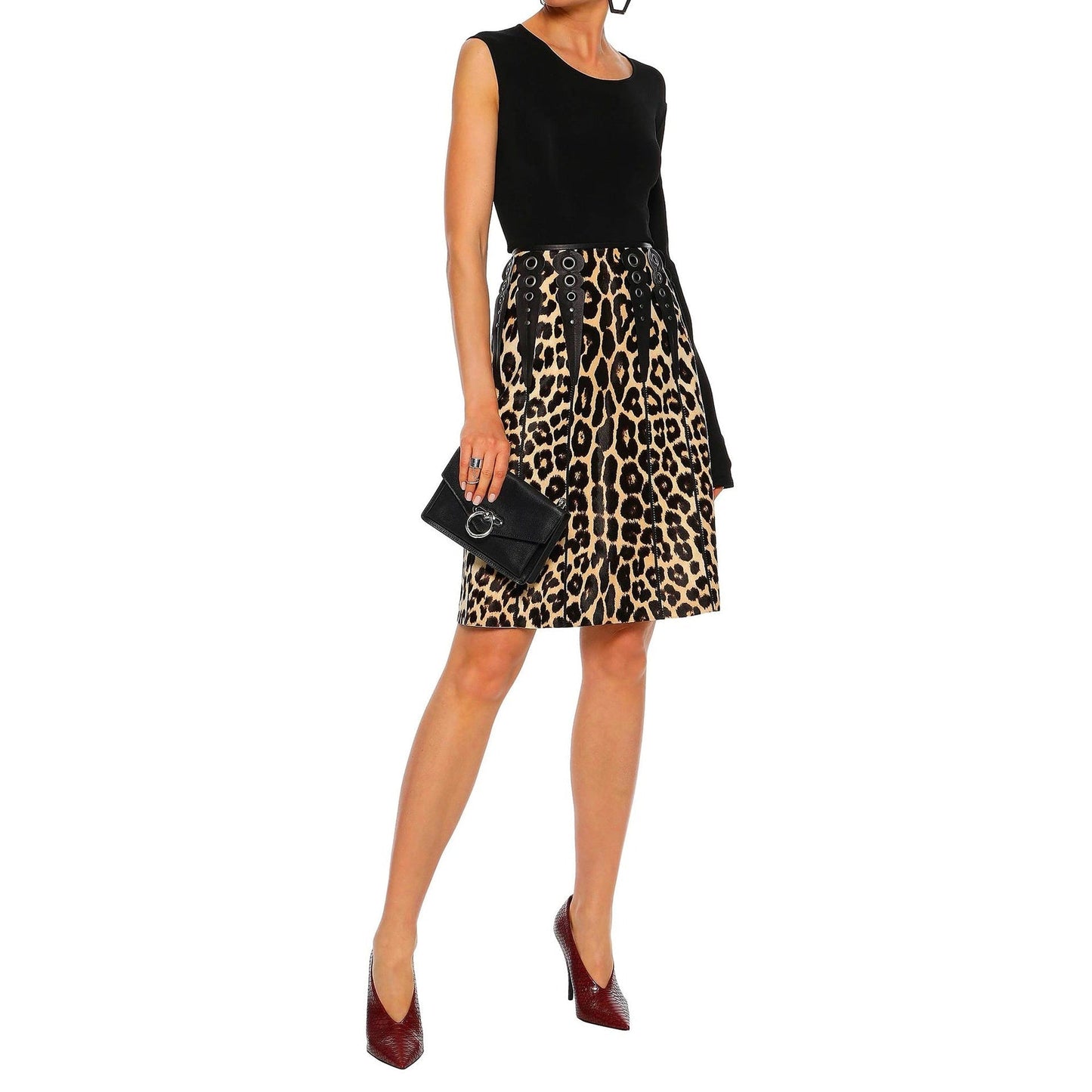 Bottega Veneta Leopard Print Calf Hair Skirt Women