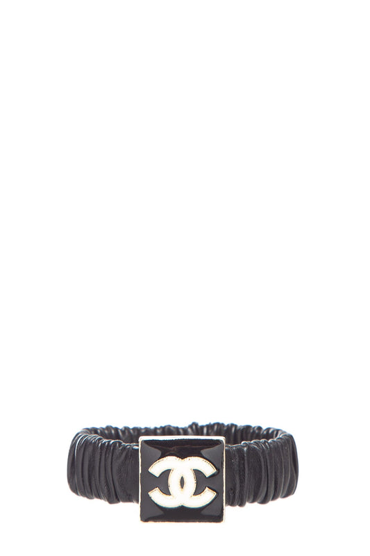 Chanel 2022 Black Leather CC Hair Accessory