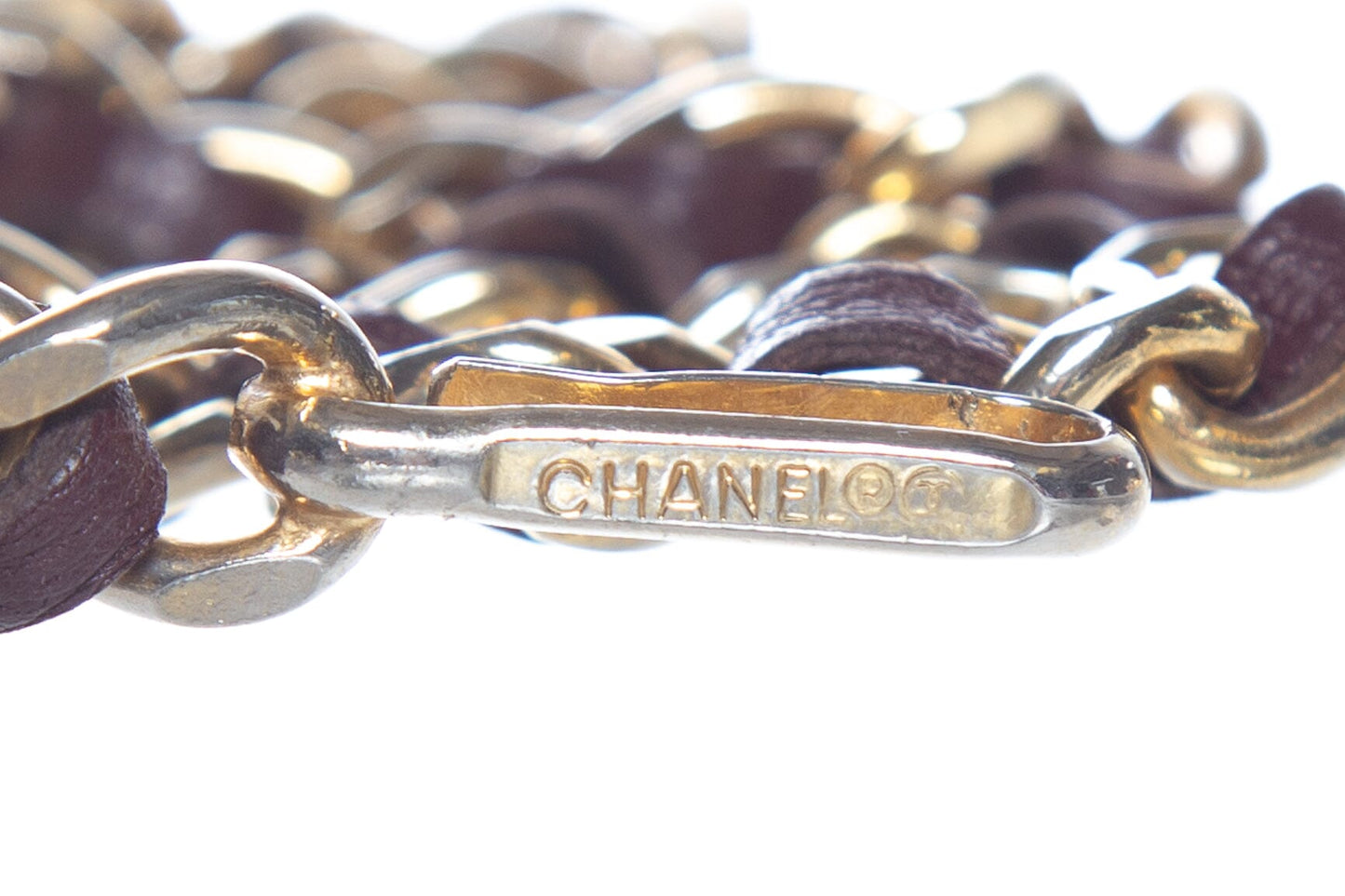 Chanel Vintage 1982 Gold Chain Brown Braided Belt