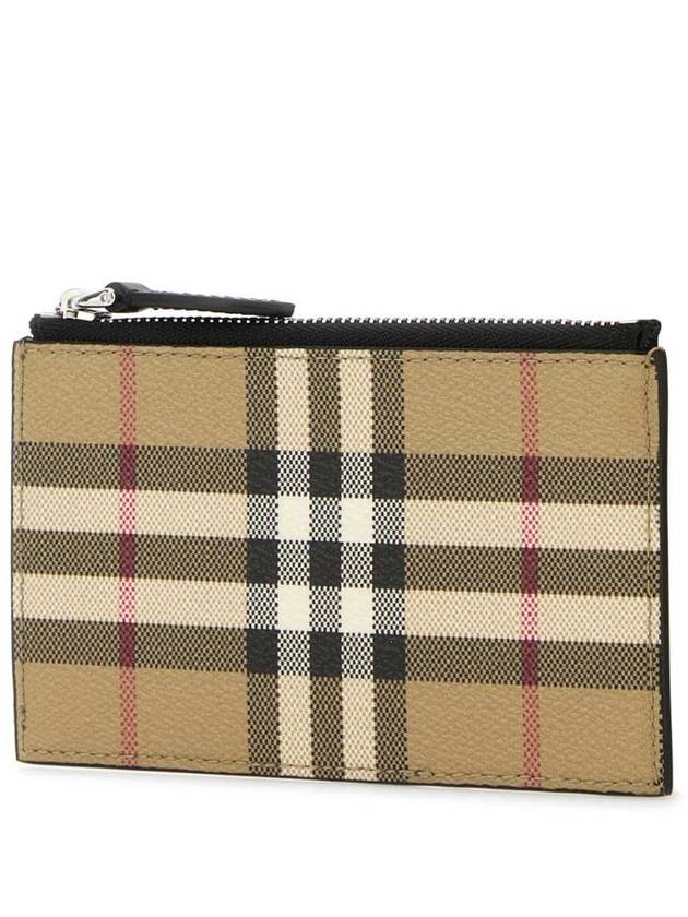 Burberry Vintage Check Leather Card Wallet Beige