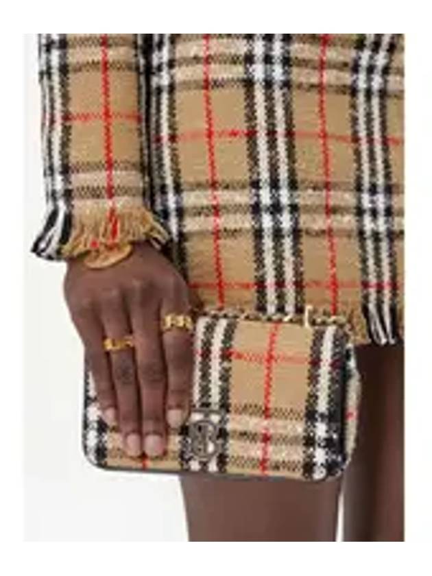 Burberry TB Logo Check Bouclé Mini Lola Cross Bag Beige