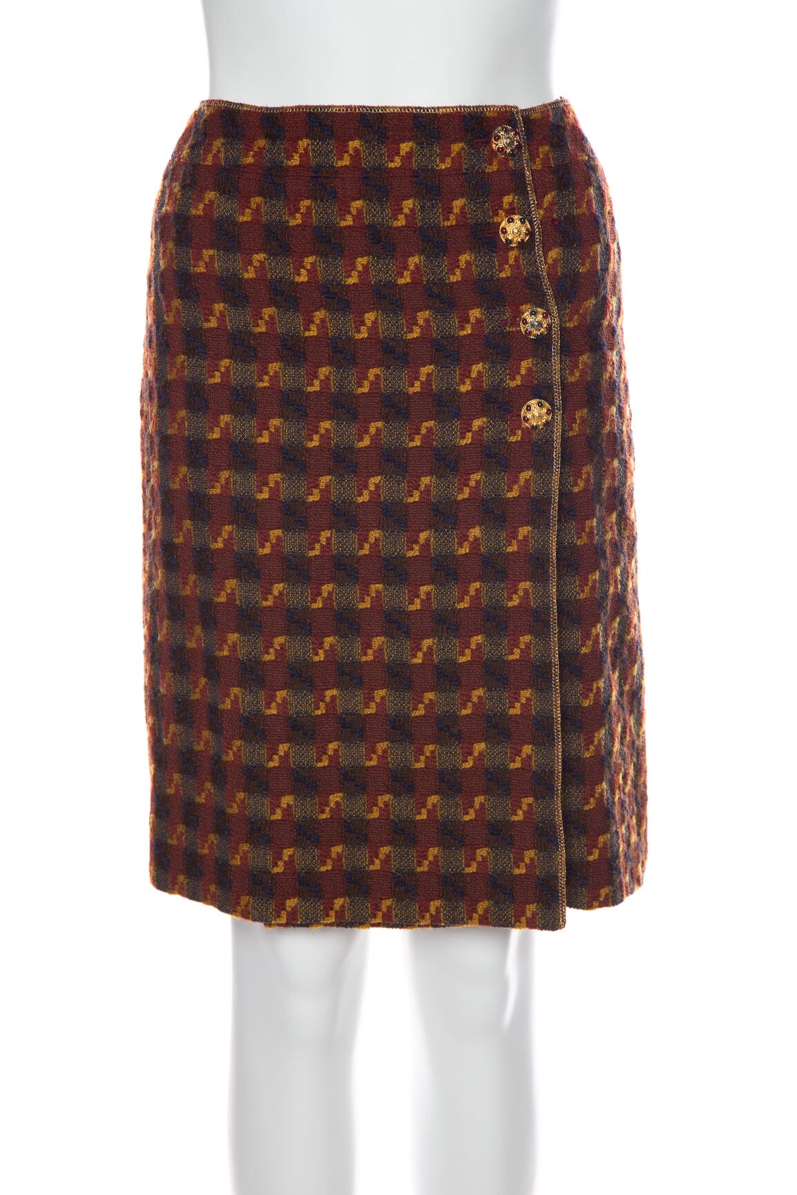 Chanel Vintage 1996 Red and Multi Tweed Skirt SZ 38