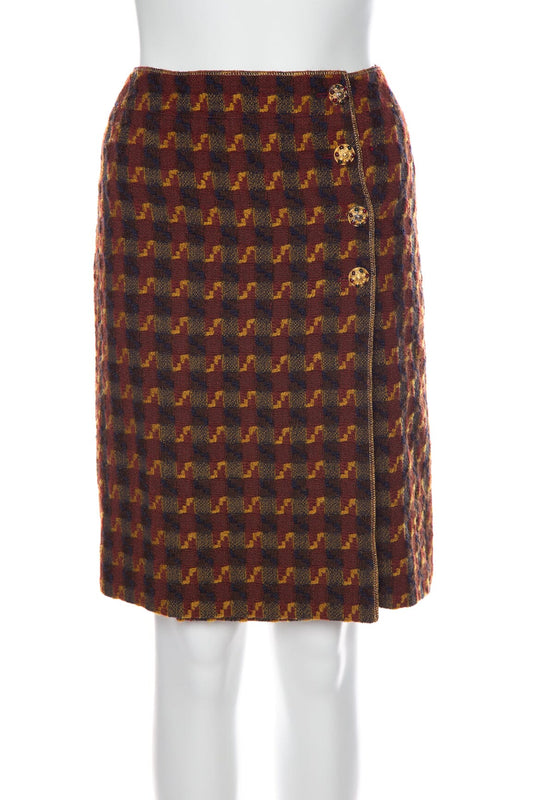 Chanel Vintage 1996 Red and Multi Tweed Skirt SZ 38