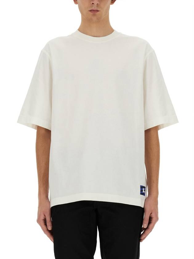 Burberry Logo Patch Cotton Jersey Short Sleeve T-Shirt Ivory