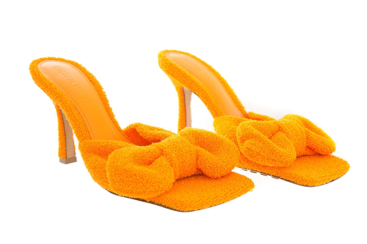 Bottega Veneta Orange Terry Cloth Bow Heels SZ 36
