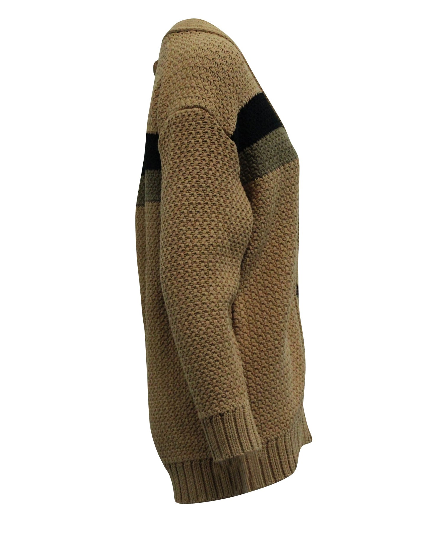 Fendi Chunky Stripe Boyfriend Cardigan in Brown Cotton