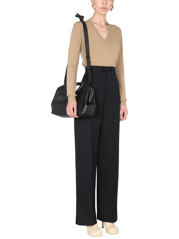 Bottega Veneta Wool V-neck Stretch Knit Brown