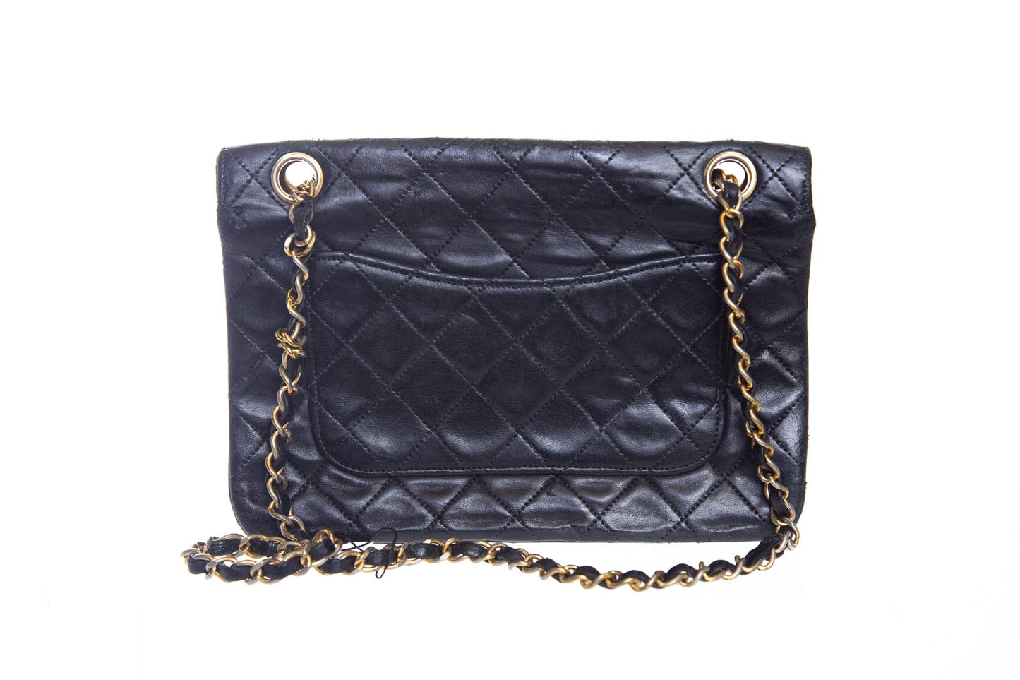 Chanel Vintage Black Lambskin Quilted Flap Handbag