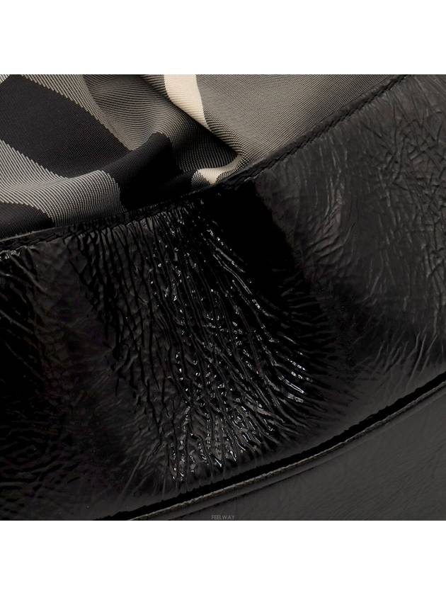 Burberry Beat Check Black Patent Trimming Belt 2WAY