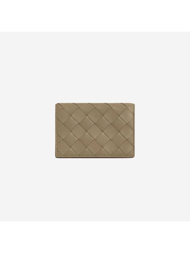 Bottega Veneta Intrecciato Flap Business Card Wallet Taupe