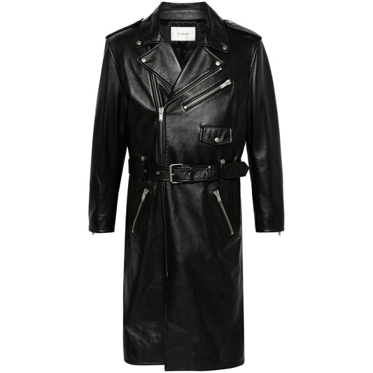 Saint Laurent Black Coats - Leather Coats Men