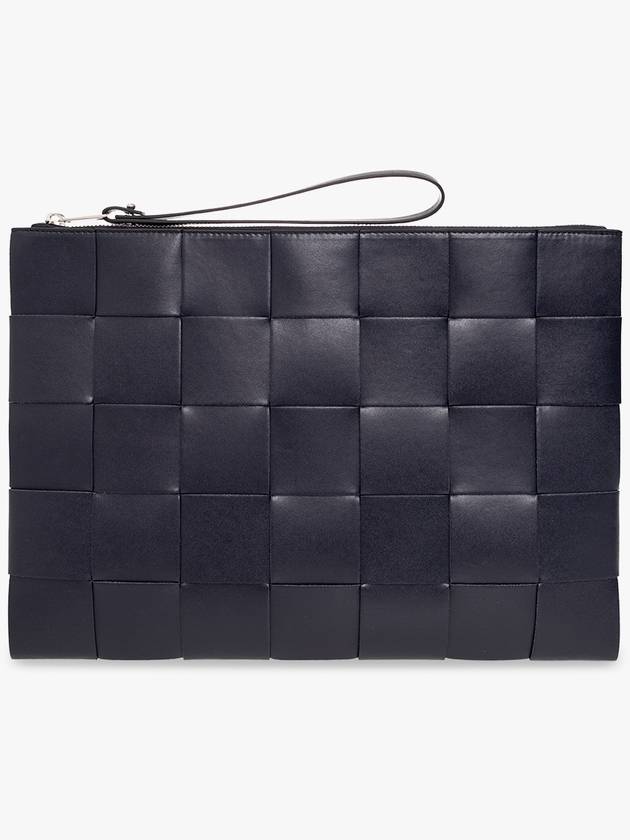 Bottega Veneta Intrecciato Strap Clutch Dark Navy