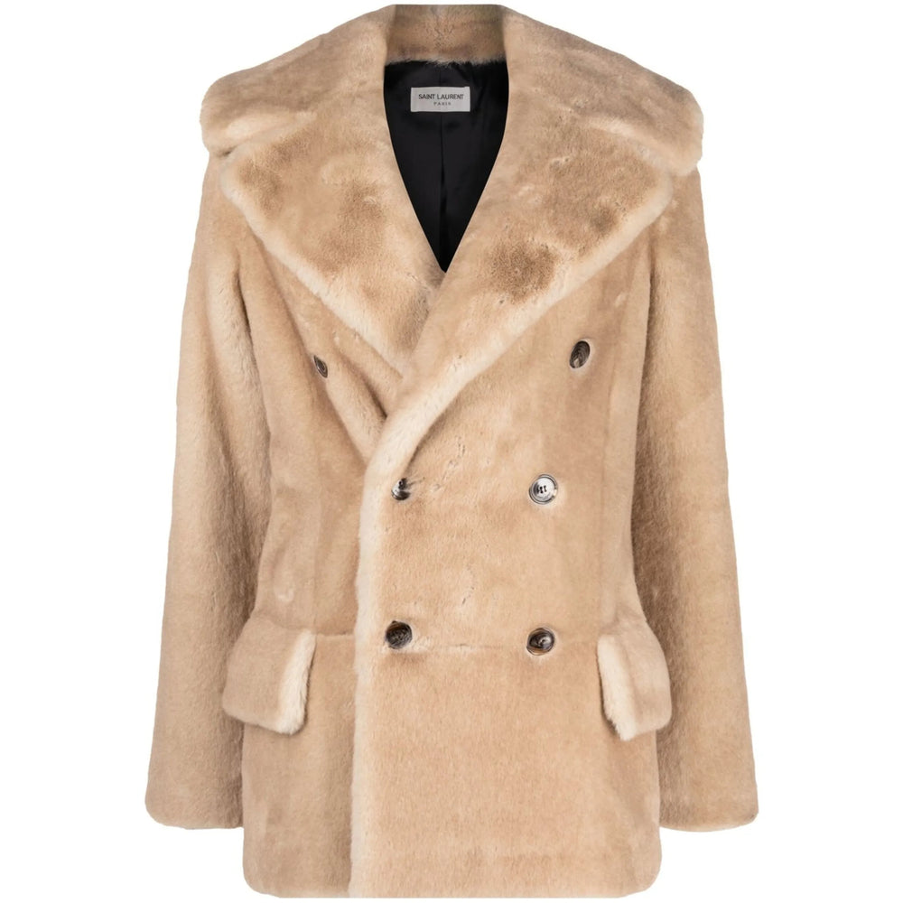 Saint Laurent Neutrals Coats - Double Breasted & Peacoats Women
