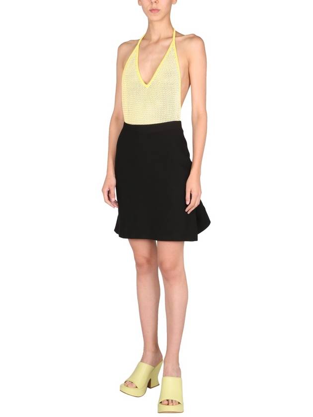 Bottega Veneta Ruffle Wool A-Line Skirt Black