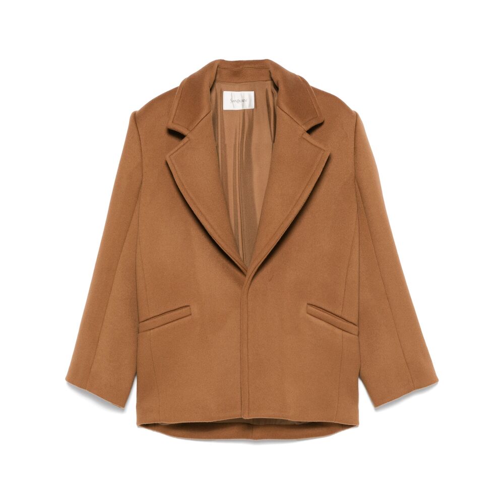 Saint Laurent Brown Coats - Single Breasted Coats Women