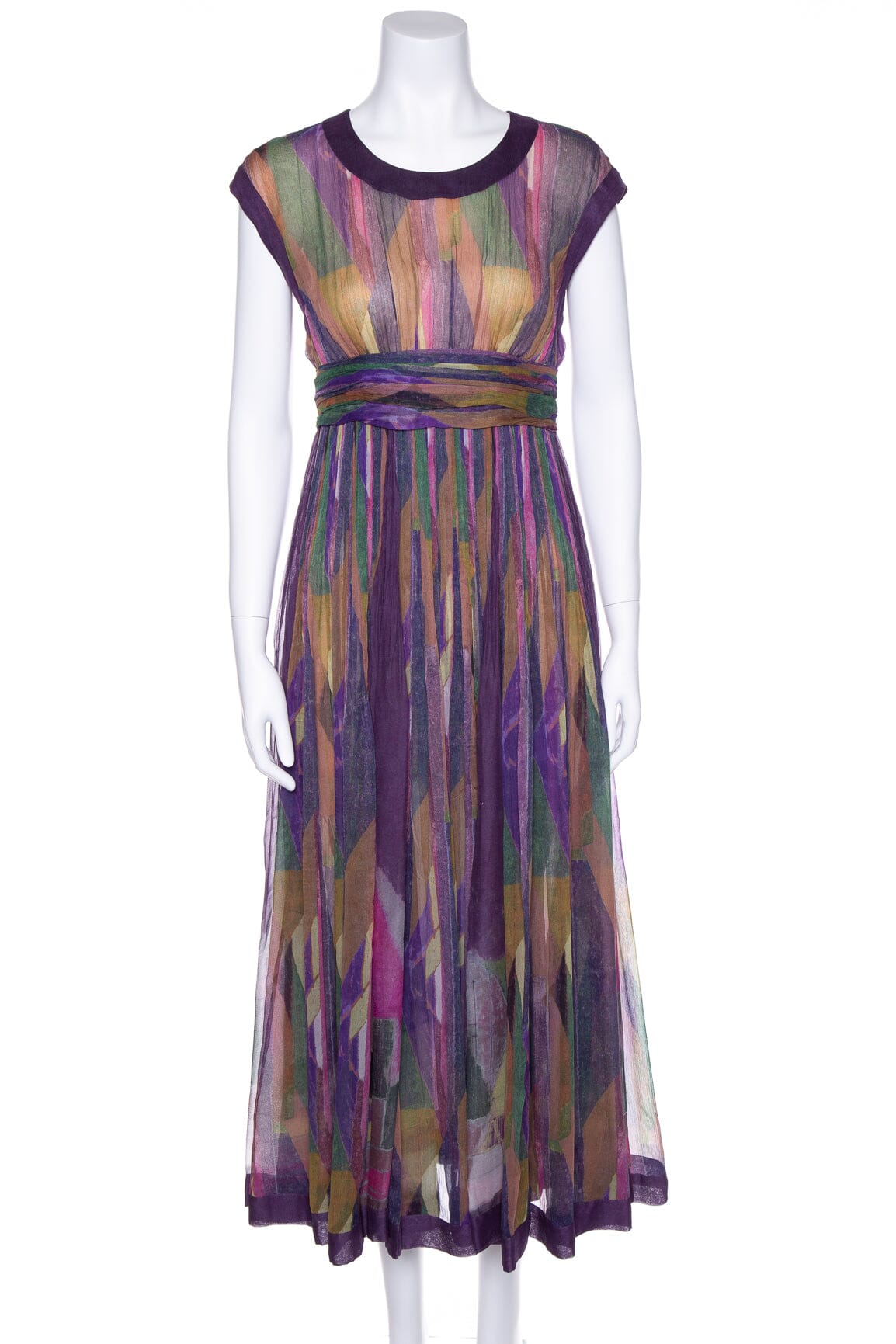 Chanel Purple & Multicolor Printed Sleeveless Dress SZ 34