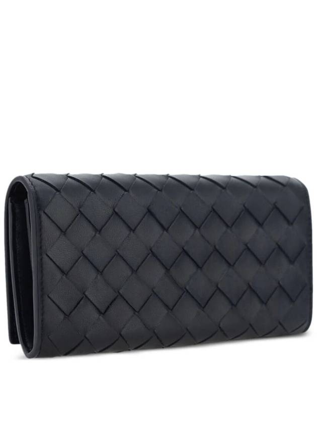 Bottega Veneta Intrecciato Flap Long Wallet Black